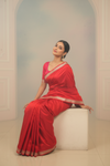 Grace Redefined Red Banarasi Silk Saree With Unstitched Blouse