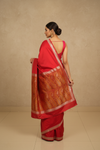 Grace Redefined Red Banarasi Silk Saree With Unstitched Blouse