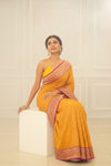 Sunshine Charm Mustard Crepe Silk Saree With Unstitched Blouse