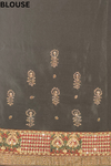 Black Maroon Crepe Embroidered Saree With Unstitched Blouse