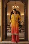Mustard Shimmer Readymade Suit & Palazzo Pant With Shimmer Dupatta