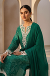 Soft Hues Rama Crepe Readymade Suit And Pant With Chinon Dupatta