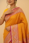 Sunshine Charm Mustard Crepe Silk Saree With Unstitched Blouse