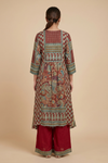 Maroon Crepe Readymade Suit And Plazzo With Chinon Dupatta