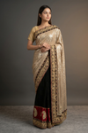 Tussar Black Sequence Lace Embroidered Saree With Unstitched Blouse