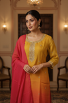 Mustard Shimmer Readymade Suit & Palazzo Pant With Shimmer Dupatta