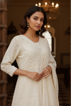 Off White Georgette Floor Length Readymade Suit With Georgette Dupatta