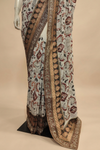White Georgette Embroidered Saree With Unstitched Blouse