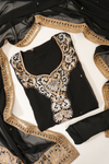 Black Georgette Semi Stitched Salwar Suit With Dupatta