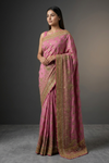 Gajari Crepe Embroidered Saree With Unstitched Blouse