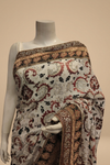 White Georgette Embroidered Saree With Unstitched Blouse