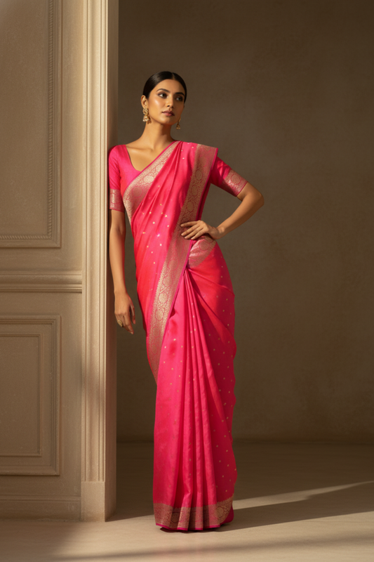 Timeless Elegance Rani Crepe Silk Saree With Unstitched Blouse
