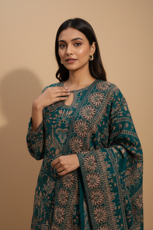 Rama Crepe Readymade Sharara Set With Crepe Dupatta