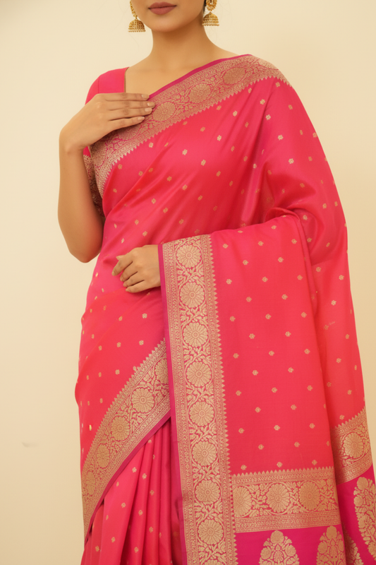 Timeless Elegance Rani Crepe Silk Saree With Unstitched Blouse