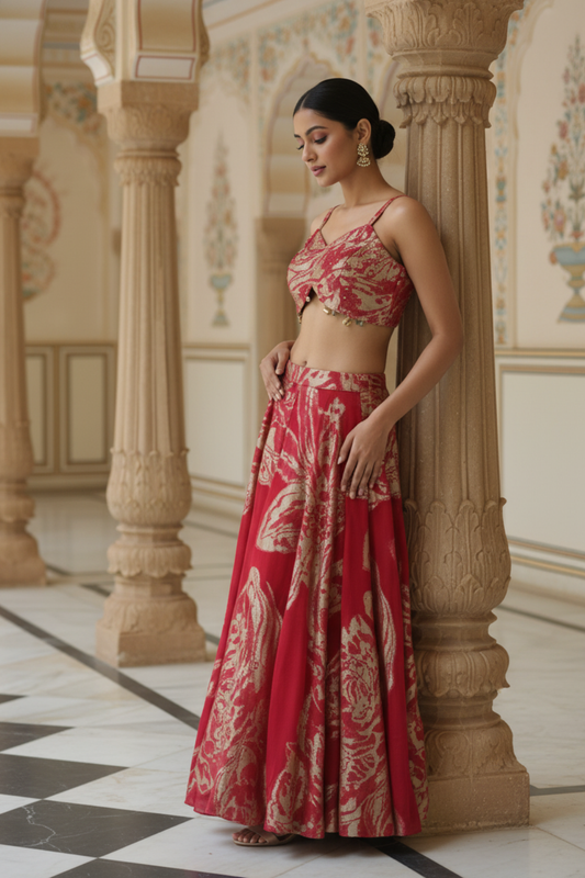 Rani Georgette Readymade Sharara Set With Shrug