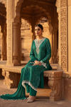 Soft Hues Rama Crepe Readymade Suit And Pant With Chinon Dupatta