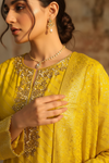 Shine Bright In Mango Gold Georgette Readymade Suit And Pant With Georgette Dupatta