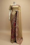 Tussar Foil Lace Embroidered Saree With Unstitched Blouse