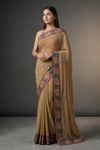 Tussar Georgette Embroidered Saree With Unstitched Blouse