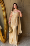 Tussar Satin Net Short Top Sharara Set With Dupatta (Ft:-Ankita Raghav Arora)