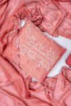 Gajari Organza Unstitched Salwar Suit With Organza Dupatta