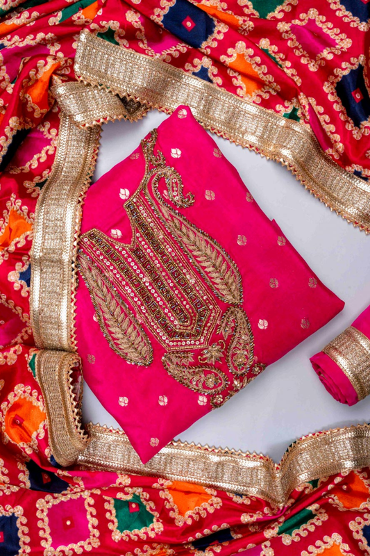 Rani Dola Unstitched Salwar Suit With Dola Dupatta