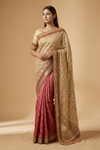 Tussar Net Khaddi Embroidered Saree With Unstitched Blouse