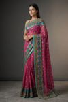 Gajari Georgette Embroidered Saree With Unstitched Blouse