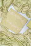 Pista Cotton Unstitched Salwar Suit With Cotton Dupatta