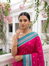 Rani Banarasi Silk Saree With Unstitched Blouse