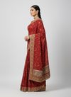 Maroon Crepe Embriodered Saree With Unstitched Blouse