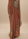 Copper Georgette Saree With Unstitched Blouse