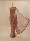 Copper Georgette Saree With Unstitched Blouse