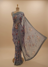 Grey Georgette Saree With Unstitched Blouse