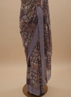Metallic Mauve Saree With Unstitched Blouse