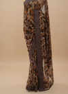 Chikoo Georgette Saree With Unstitched Blouse