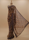 Chikoo Georgette Saree With Unstitched Blouse