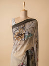 Olive Georgette Saree With Unstitched Blouse