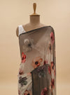 Off White Olive Georgette Saree With Unstitched Blouse