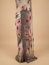 Off White Olive Georgette Saree With Unstitched Blouse