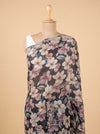 Matelic Grey Satin Saree With Unstitched Blouse