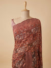 Peach Georgette Saree With Unstitched Blouse