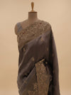 Brown Banarasi Silk Saree With Unstitched Blouse