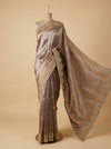 Brown Banarasi Silk Saree With Unstitched Blouse