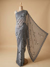 Grey Georgette Saree With Unstitched Blouse