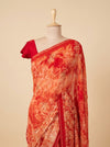 Coral Georgette Brasso Saree With Unstitched Blouse