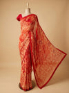 Coral Georgette Brasso Saree With Unstitched Blouse
