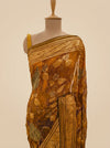 Mustard Georgette Brasso Saree With Unstitched Blouse