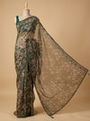 Mehndi Shimmer Saree With Unstitched Blouse