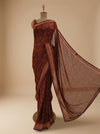 Peach Georgette Saree With Unstitched Blouse
